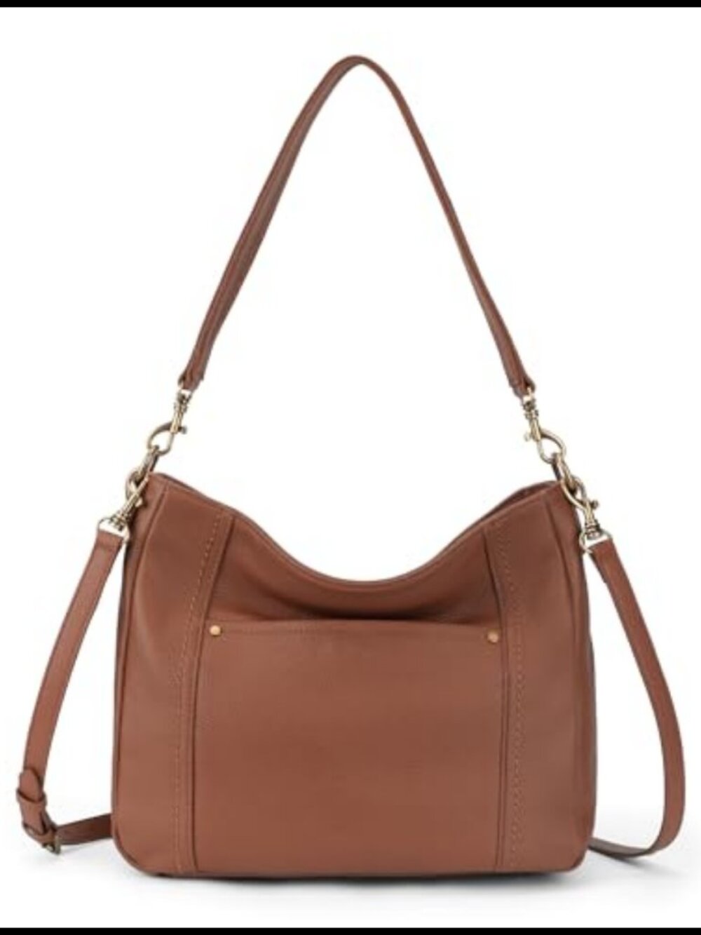 Genuine Leather Hobo Crossbody Bag with 2 Straps Convertible Shoulder Purse